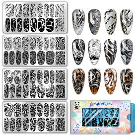 Шаблоны для нейл-арта из нержавеющей стали на летнюю тематику, шаблонный инструмент, прямоугольные