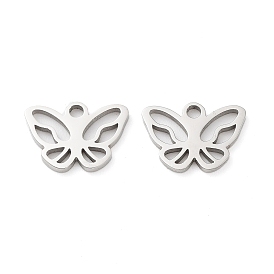 316 Surgical Stainless Steel Charms, Manual Polishing, Laser Cut, Butterfly Charm