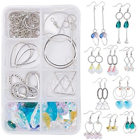 SUNNYCLUE DIY Dangle Earring Making Kits, Including Glass Pendants, Glass Rhinestone Charms, Alloy & Brass & Iron Linking Rings, Brass Earring Hooks