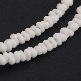 Frosted Bone Glass Bead Strands, 4x2mm, Hole: 1mm, about 280pcs/strand, 18.5 inch