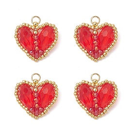 Стеклянные подвески, сердце, с семенными грядками, граненые