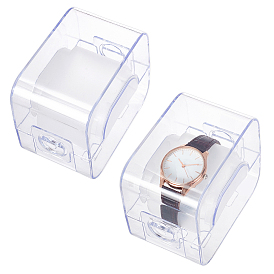 Витрины для часов из АБС-пластика, прозрачный подарочный футляр для хранения ювелирных изделий для одних часов, прямоугольные