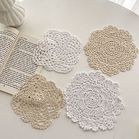 Crocheted placemat coaster retro pastoral food matching photo photography props background elegant
