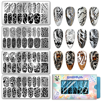 Шаблоны для нейл-арта из нержавеющей стали на летнюю тематику, шаблонный инструмент, прямоугольные