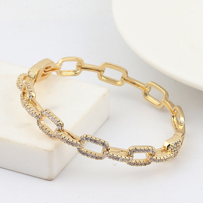 Geometric Hollow Out Copper Micro Inlaid Zircon Bracelet for Women