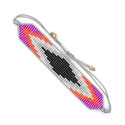 Friendship Evil Eye Loom Pattern Miyuki Seed Beads Bracelets for Women, Adjustable Nylon Cord Braided Bead Bracelets