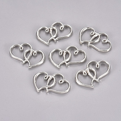 Тибетский стиль двойные сердечные связи / разъемы, без кадмия и без свинца, 24x31x3 мм, Отверстие : 14x9~15 мм , около 294 шт / 1000 г