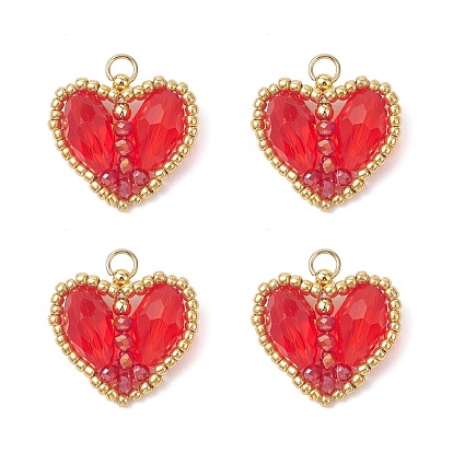 Стеклянные подвески, сердце, с семенными грядками, граненые