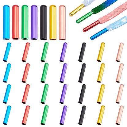 28pcs 7 Color Brass Aglets for Shoelaces, Shoelace Tips Head, Column