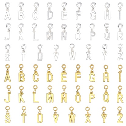 Letter Alloy European Dangle Charms, Large Hole Pendants
