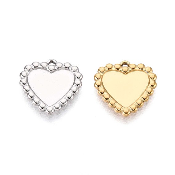 304 Настройки кабошон из нержавеющей стали кулон, ионное покрытие (ip), сердце