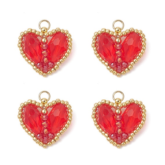 Стеклянные подвески, сердце, с семенными грядками, граненые