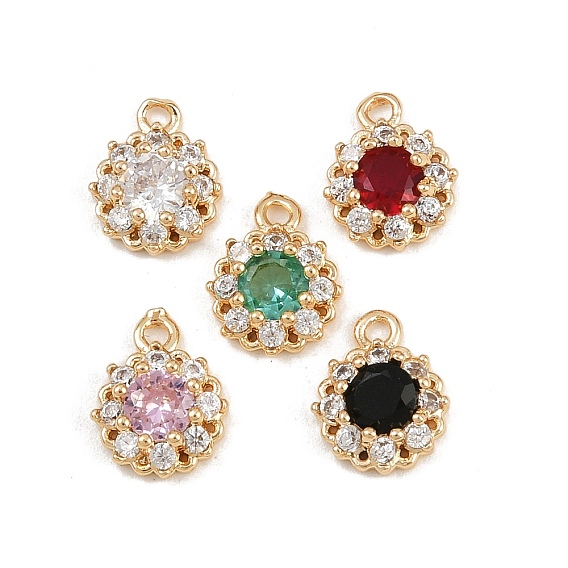 Латунные микро проложить кубического циркония подвески, плоские круглые прелести, реальный 18 k позолоченный