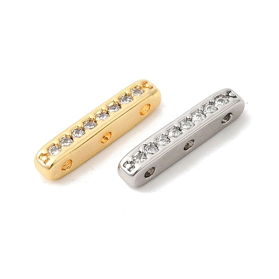 Латунные микропаве прозрачные кубические циркониевые распорки, 3-луночное, прямоугольные