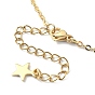 Natural Agate Round & Alloy Enamel Star Charms Bib Necklace with 304 Stainless Steel Chains