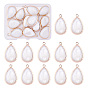 Natural Freshwater Shell Pendants, with Golden Plated Brass Open Back Settings, Teardrop