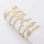 Vintage 304 Stainless Steel Link Bracelets for Women, Golden