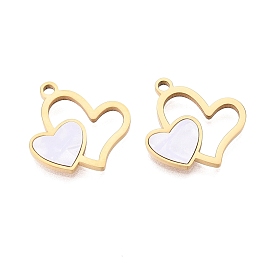 304 нержавеющей стальной эмали подвески, двойные сердечные прелести, ионное покрытие (ip), долговечный, золотые