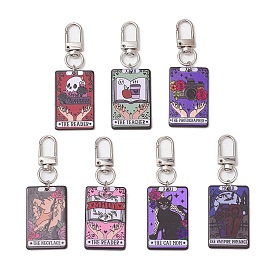 Акриловые подвески с поворотными застежками из сплава и 304 украшениями из соединительных колец из нержавеющей стали, прямоугольник с темами таро