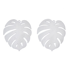 304 Stainless Steel Filigree Pendants, Etched Metal Embellishments, Leaf