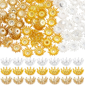 120Pcs 3 Colors Zinc Alloy Bead Caps, Flower