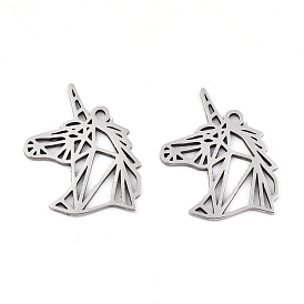 Pendentifs en acier inoxydable, Coupe au laser, licorne géométrique, licorne origami