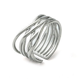 Criss Cross 304 Stainless Steel Open Cuff Ring