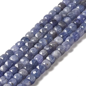 Brins de perles naturelles de tanzanite, facette, cube