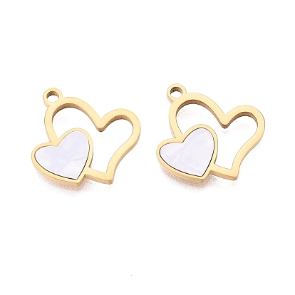 304 нержавеющей стальной эмали подвески, двойные сердечные прелести, ионное покрытие (ip), долговечный, золотые