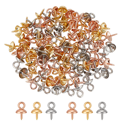 90 шт. 3 стили 304 нержавеющая сталь чашка жемчужные штифты скобы булавки подвески, за половину пробурено бисера