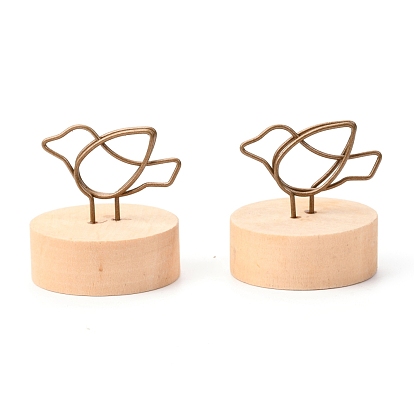 Theaceae Wood Business Cards Display Frame, Iron Holder, Birdie