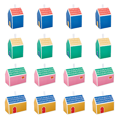 32 шт 4 стили в форме домика картонные бумажные складные подарочные коробки, для свадебных принадлежностей для дня рождения