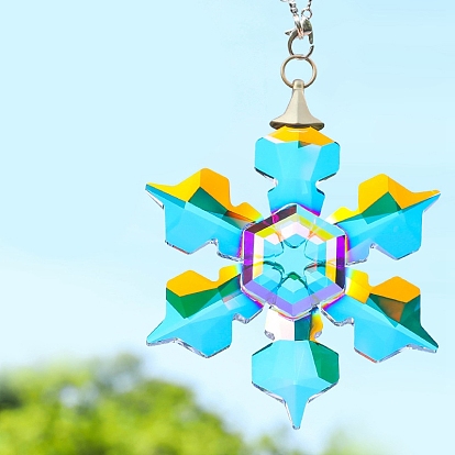 Подвесные украшения из стекла в виде снежинок, висячие украшения