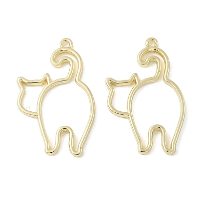 Alloy Open Back Bezel Pendants, Cat Shape, For DIY UV Resin, Epoxy Resin, Pressed Flower Jewelry, Rack Plating