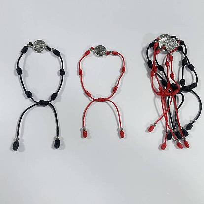 12 piezas 4 estilos 304 pulseras con dijes de acero inoxidable y aleación, con cuerda de poliéster