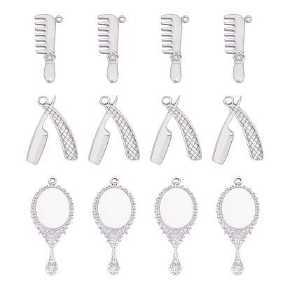 Pendentifs en acier inoxydable, Coupe au laser, peigne