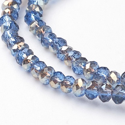 Electroplate Glass Faceted Rondelle Beads Strands,  Half Plated