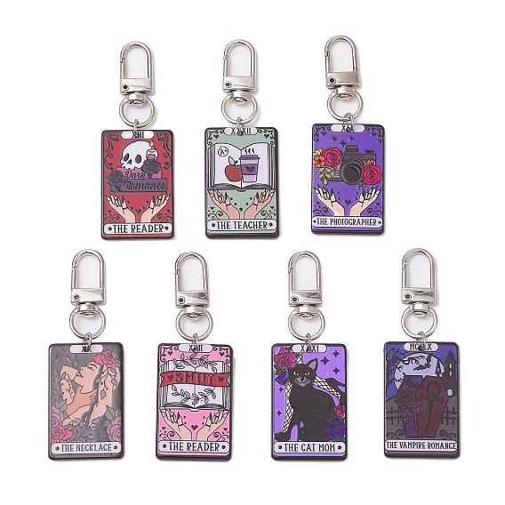 Акриловые подвески с поворотными застежками из сплава и 304 украшениями из соединительных колец из нержавеющей стали, прямоугольник с темами таро