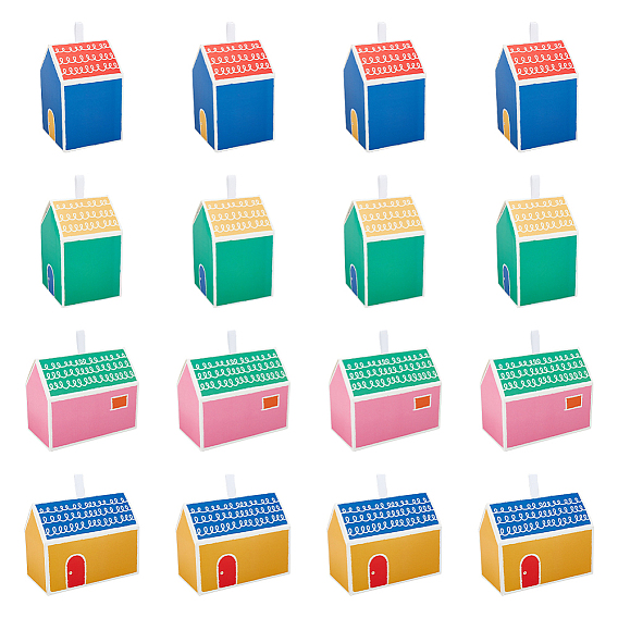 32 шт 4 стили в форме домика картонные бумажные складные подарочные коробки, для свадебных принадлежностей для дня рождения