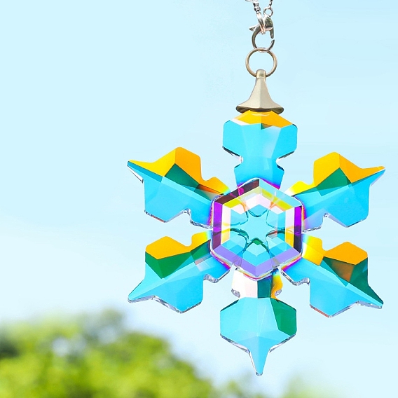 Подвесные украшения из стекла в виде снежинок, висячие украшения