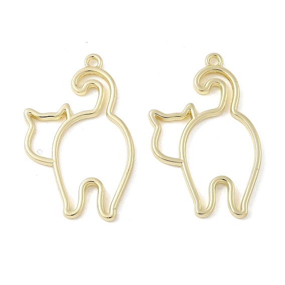 Alloy Open Back Bezel Pendants, Cat Shape, For DIY UV Resin, Epoxy Resin, Pressed Flower Jewelry, Rack Plating