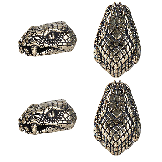 4Pcs Brass Beads, for EDC Knife String Pendant Parachute String Tool, Snake