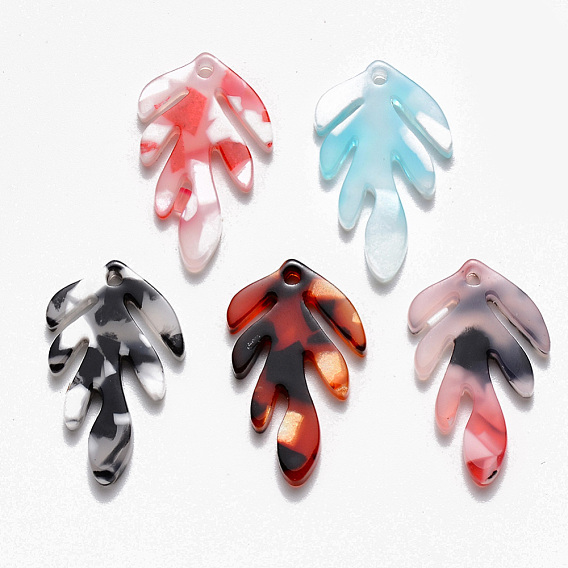 Autumn Theme Cellulose Acetate(Resin) Pendants, Oak Leaf