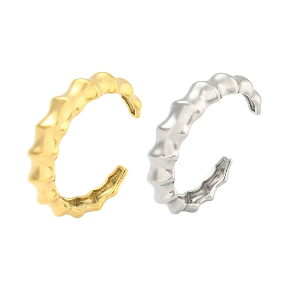 304 бамбуковые браслеты из нержавеющей стали с открытыми манжетами для женщин