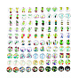 Glass Cabochons, Half Round/Dome with Cactus Pattern