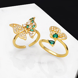 Sparkling Peacock Green Sapphire Ring - Elegant Butterfly Design, Luxurious and Chic Jewelry