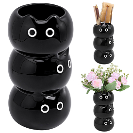 Ceramic Art Vase, for Home Office Desk, Cat