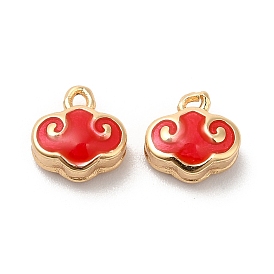 Brass Enamel Charms, Real 18K Gold Plated, Auspicious Clouds Charm