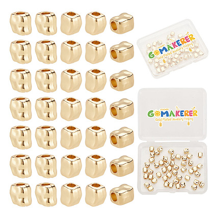 50шт. стойка покрытие латунные распорные бусины, долговечный, без свинца и без кадмия, текстурированный прямоугольник