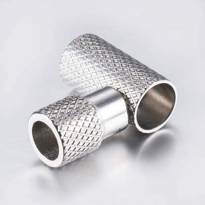 304 Stainless Steel Magnetic Clasps with Glue-in Ends, Smooth Surface, Column